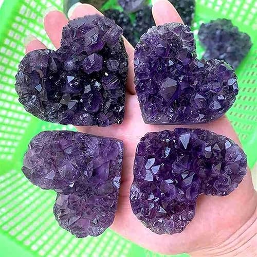 Miniatura 5 de Para la decoración natural del espécimen de cristal de cuarzo amatista en forma de corazón, piedra preciosa de calidad de cristal, decoración del