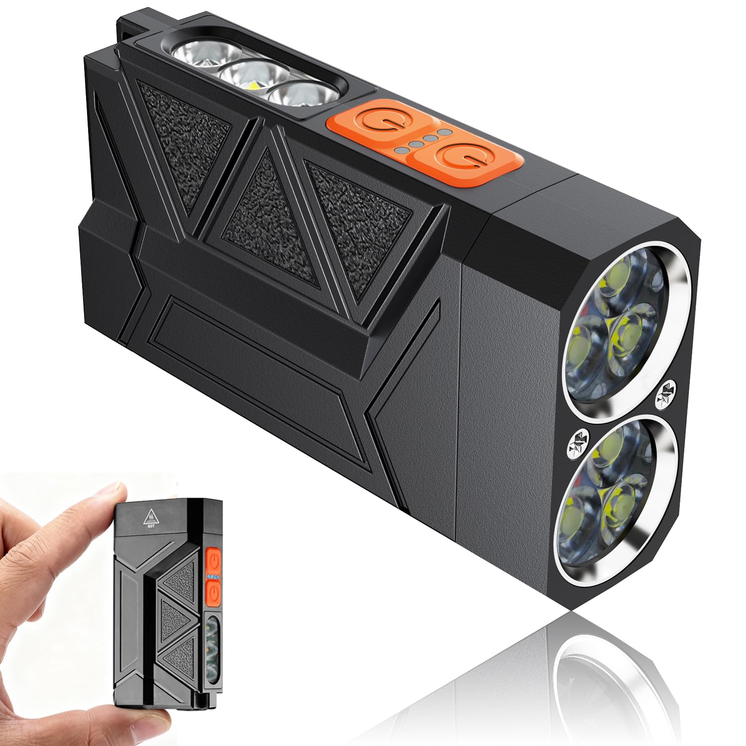 Gnohgnoh Black Rechargeable Torch,Edc Tactical Flashlight With Rgb Light,1500 Lumens Ultra Bright Travel Torch, Camping Flashlight For Outdoor, 5 Modes With Memory Function Pocket Light Csd1