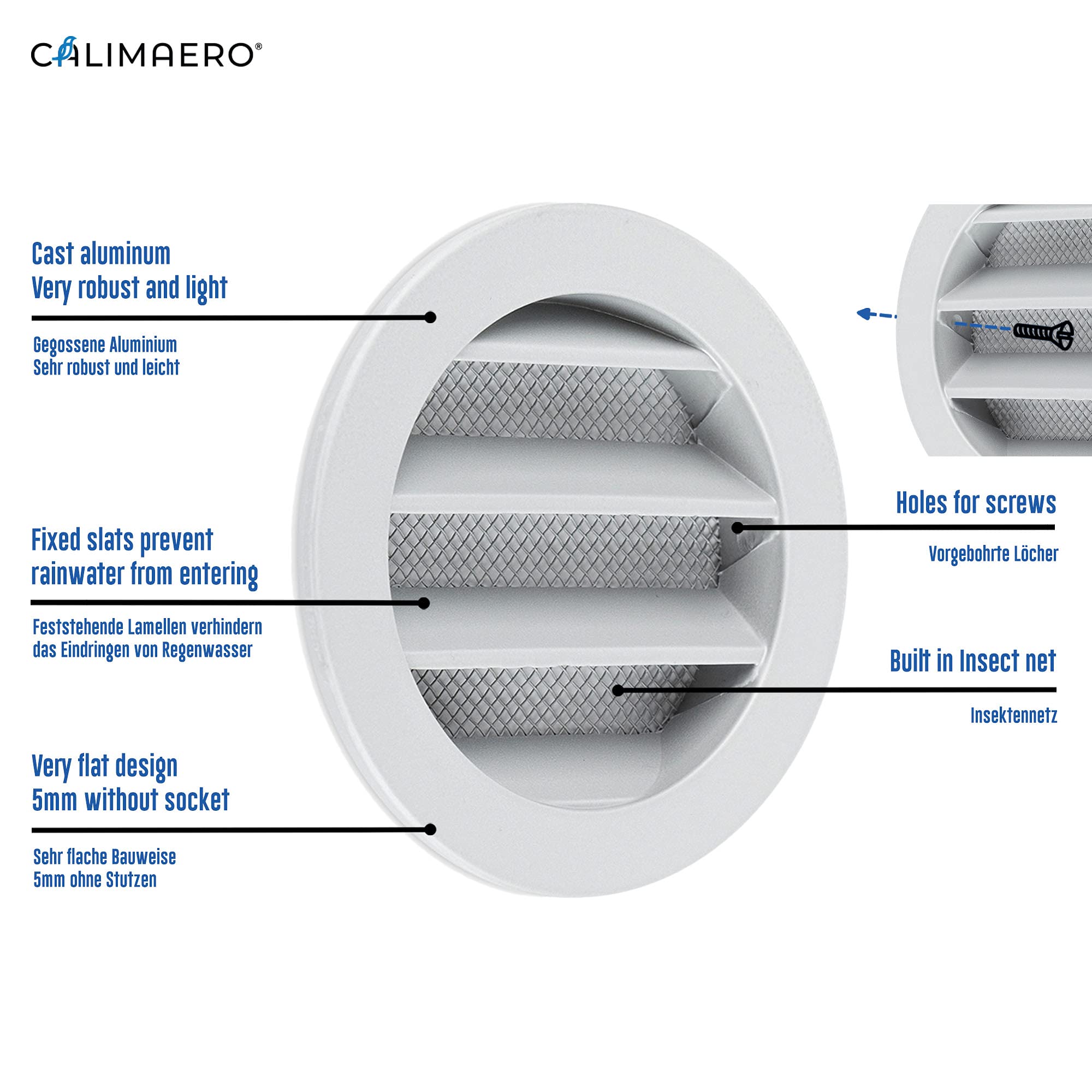 calimaero WSGG Air Vent Cover 80mm Extractor Fan Air Vent Covers for Walls Inside or External calimaero WSGG Air Vent Cover 80mm Extractor Fan Air Vent Covers for Walls Inside or External