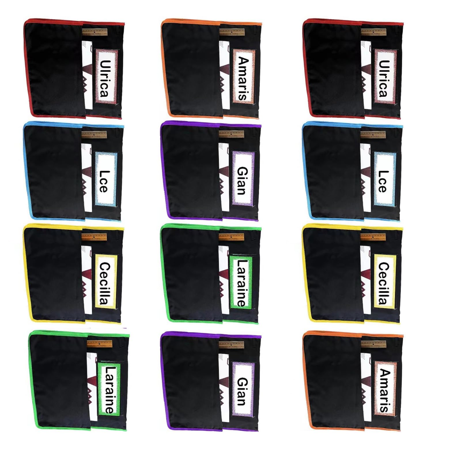6/12Pcs Classroom Seat Back Storage Bag High Capacity Cloth Chair Organiser for Student School Supplies Organization School Chair Pocket