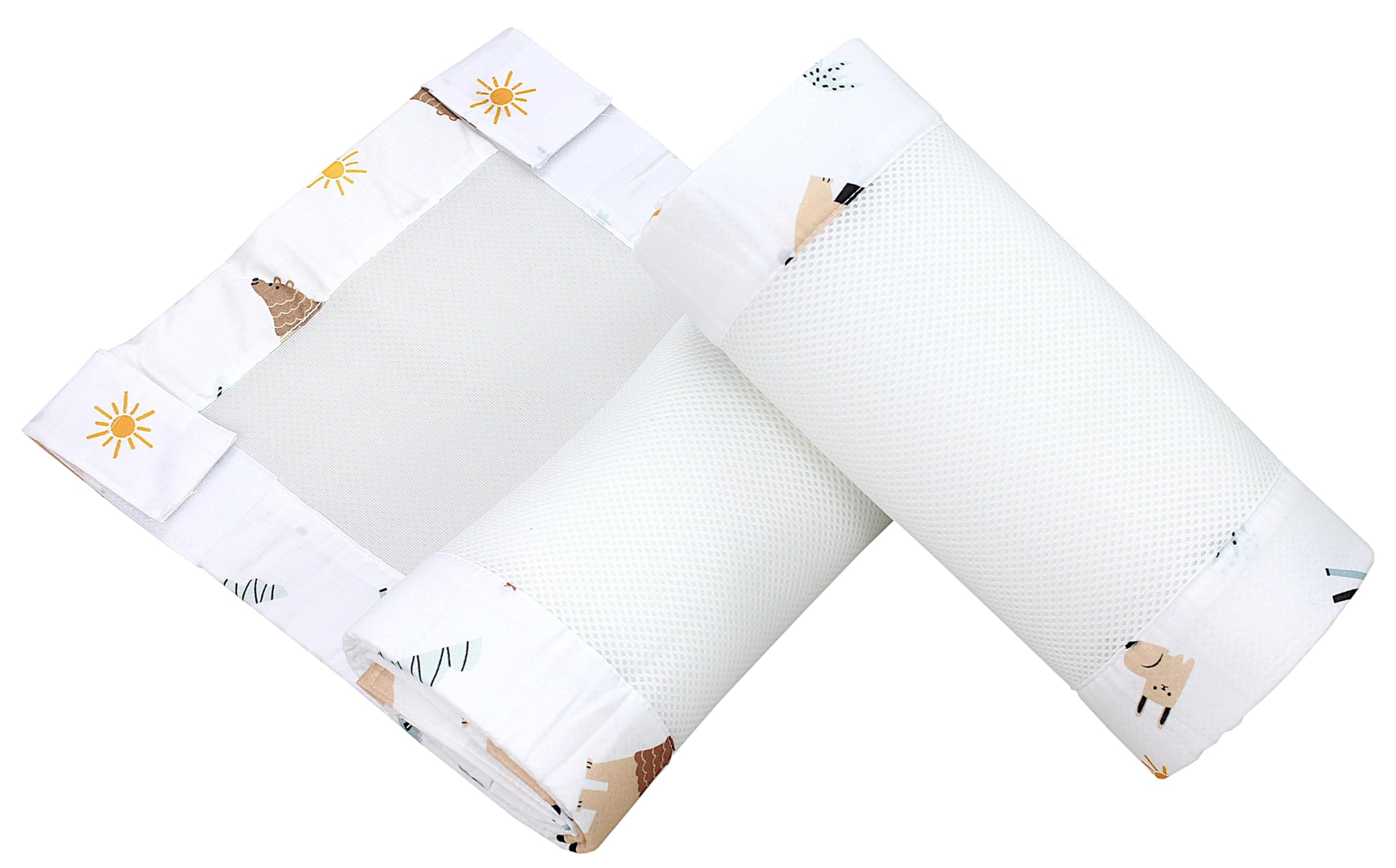 TupTam Protezione Paracolpi per Lettino Nido per Neonati Traspirazione Air Mesh 2 Pack, Mondo Safari, ca.128 x 30 cm (per Lettino 140x70)