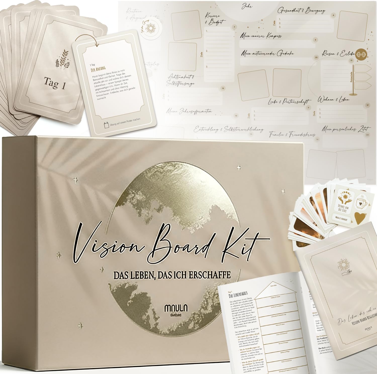 Vision Board Set 2026 – Mit 24 Aufgabenkarten, Poster & Inspirationskarten – Auch als Adventskalender Achtsamkeit 2025 nutzbar – Für Klarheit, Fokus, Motivation & persönliche Weiterentwicklung