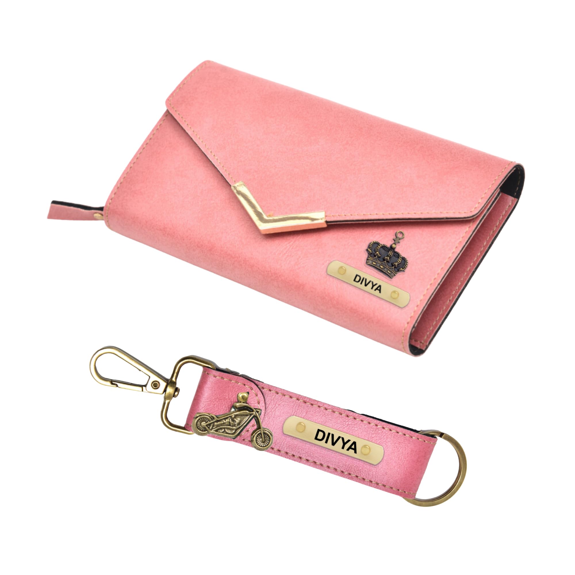 your gift studio YOUR GIFT STUDIOPersonalized Lady Wallet and Keychain with Name & Charm | Customized Women's Gift Set | Anniversary Gift for Wife with Name Engrave | Gift for Women, Sister, Wife, Mother and Friend-picture-15