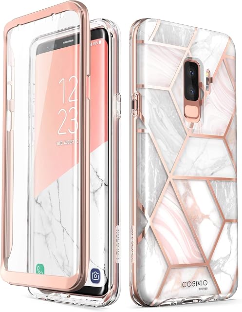 i-Blason Case for Samsung Galaxy S9 Plus (2018 Release), [Built-in Screen Protector] [Cosmo] Full-body Glitter Sparkle Bumper Protective Case(Marble) - 6.2 inches