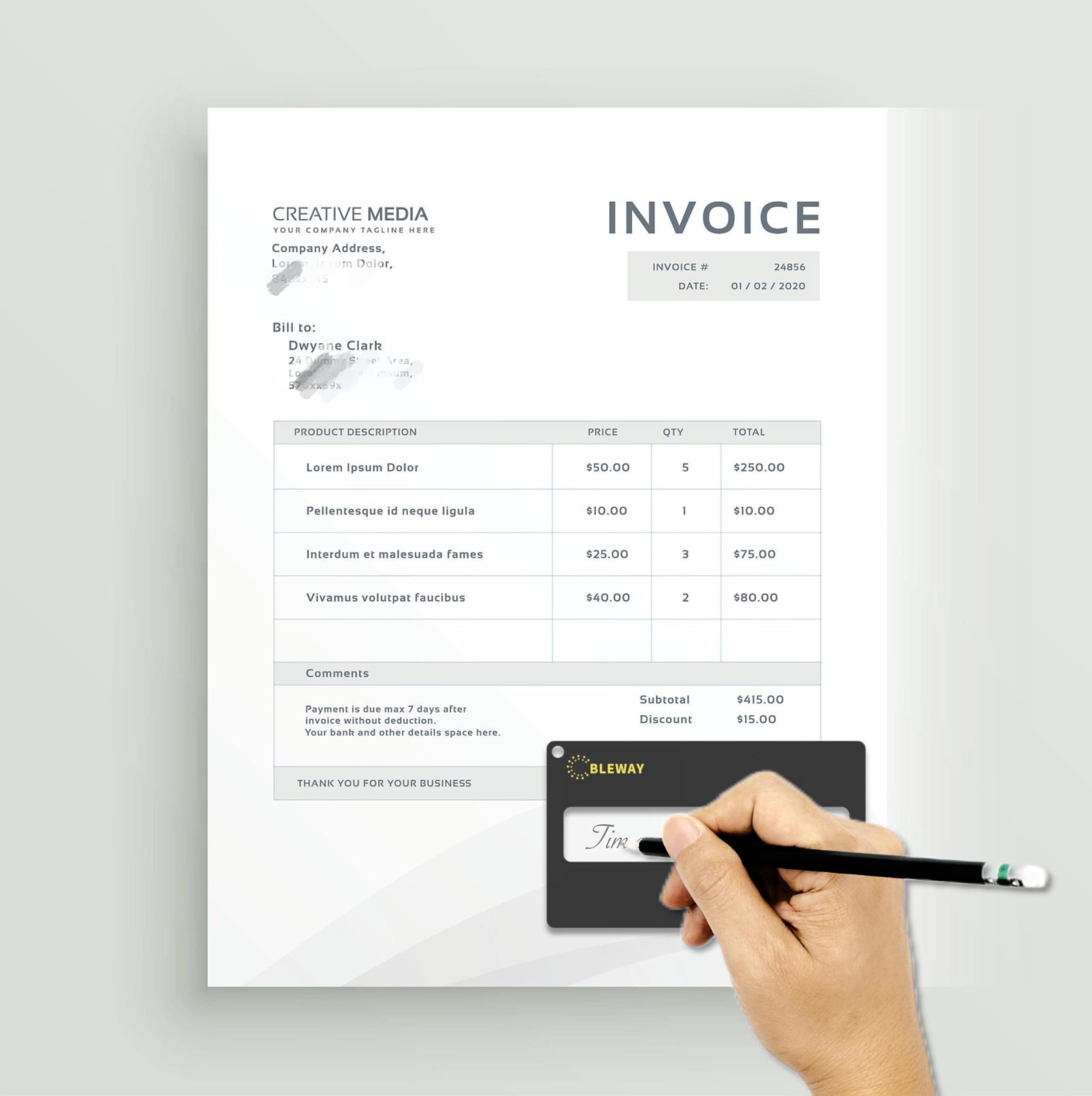Signature Guide Card for Visually Impaired