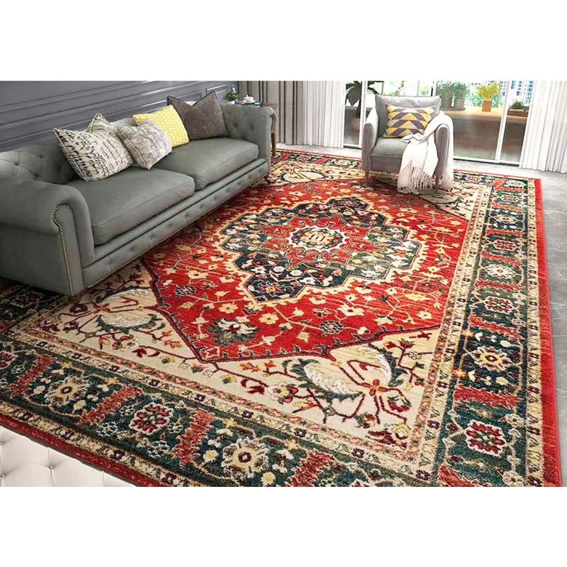 Amazon｜[NHYGDY] ラグ 長方形 アメリカ式 レトロ 洗える カーペット