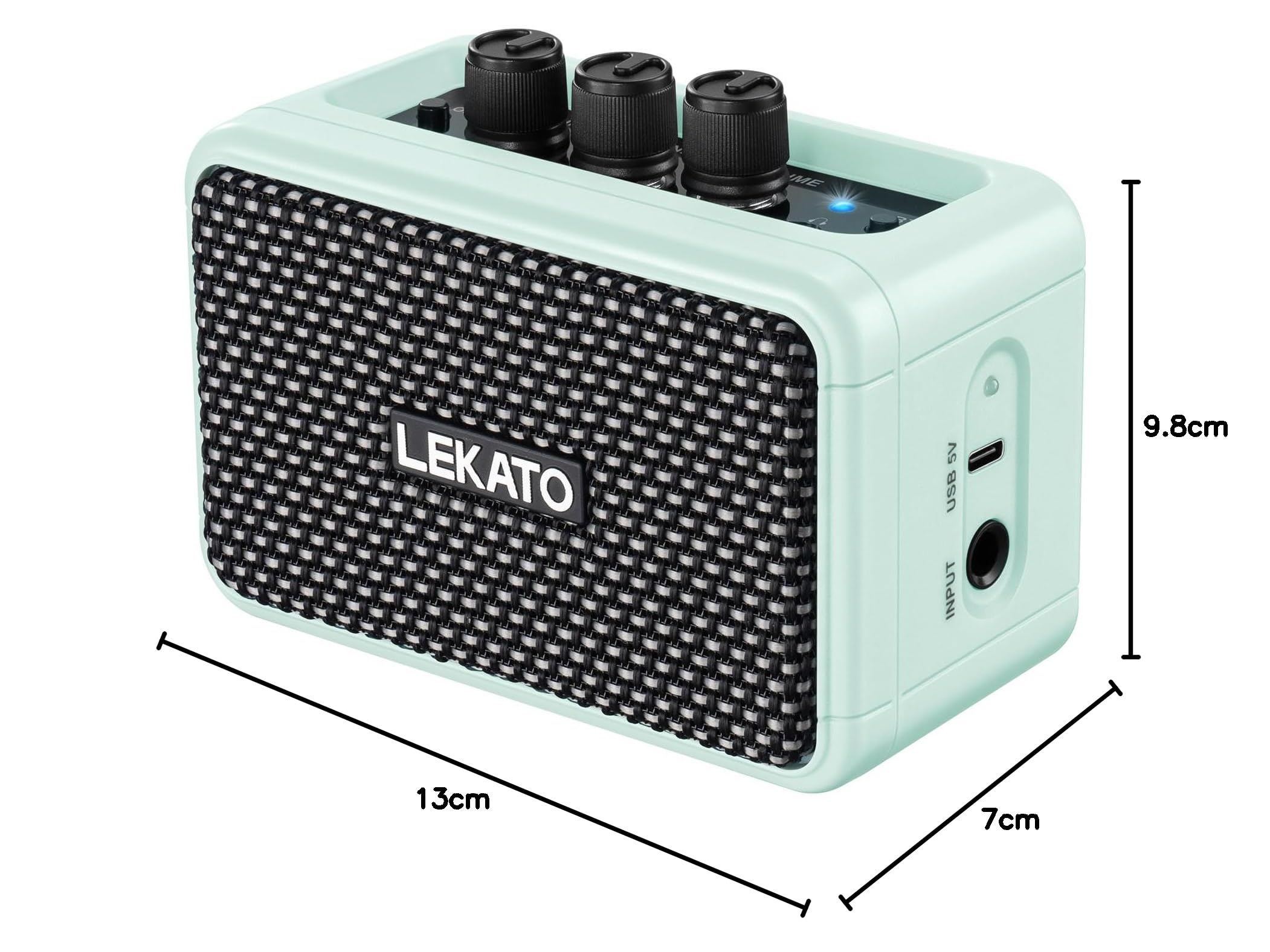 LEKATO 5W Mini amplificatore per chitarra, amplificatore elettrico ricaricabile con effetti Clean/Overdrive, Bluetooth 5.0 portatile (Blu)