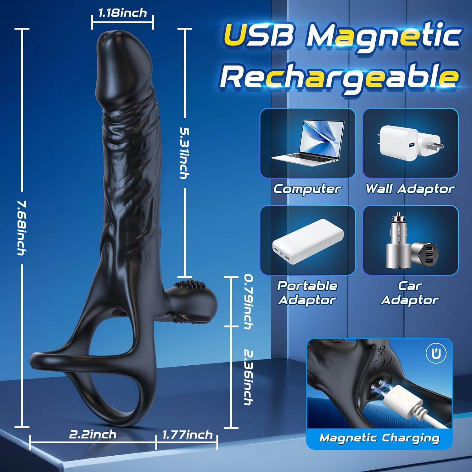 Consolador Anal con Anillo Vibrador Juguetes Sexuales Pareja, Plug Anal Dildo Vibradores Consoladores.. para Hombre con Vibración, Vibradorador Hombre Mujer Juguetes Eróticos para Pareja Sexuale