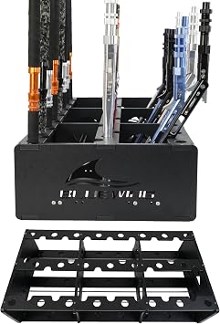 BLUEWING 45 Fishing Rods Storage Rack Trolling Aluminum Bent Butt Rod Holder Mounted Pole Organizer Large Capacity for Poles and Reel Combos, Black