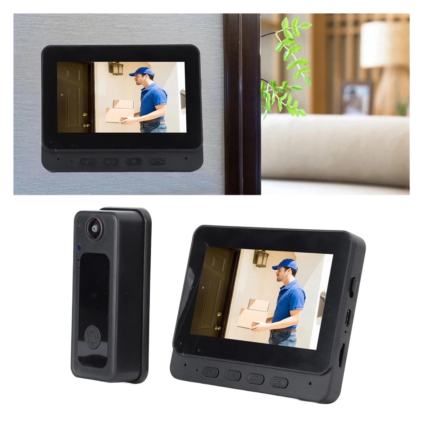 Sonnette vidéo avec objectif Fisheye grand Angle 170 degrés, caméra