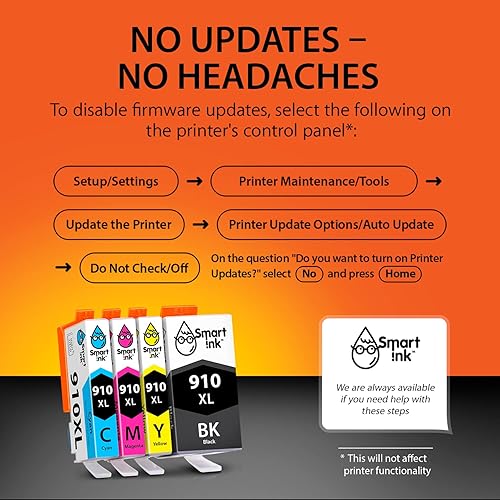 Miniatura 5 de Smart Ink Cartucho de tinta de repuesto compatible para HP 910XL 910 XL (negro XL y CMY XL 4 combo Pack) para usar con Officejet Pro 8025 8020 8028