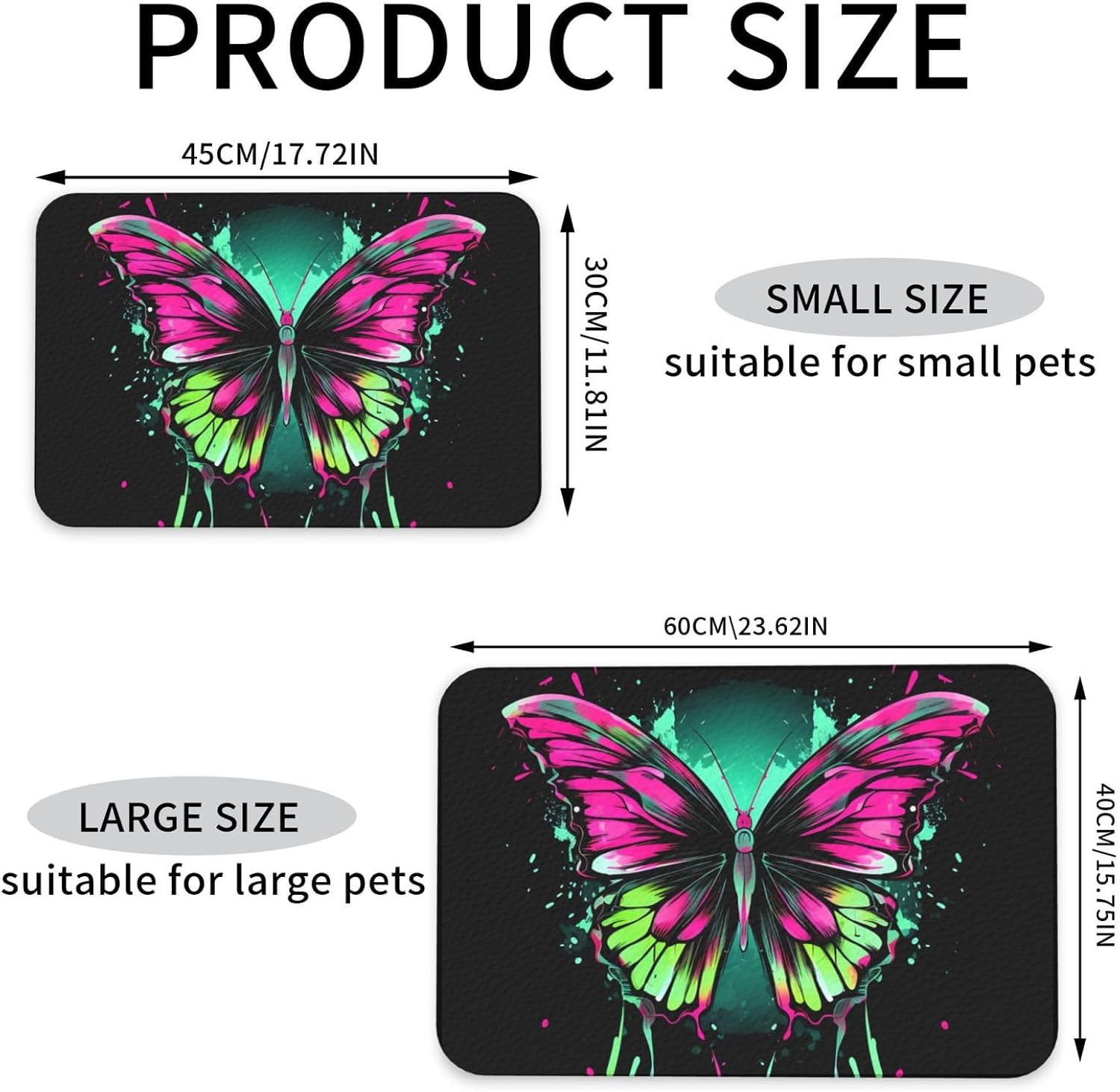 Colorful Butterfly Tie Dye_85777512 Leather Absorbent Pet Feeding Mat Non-Slip for Dogs Cats 40x60cm
