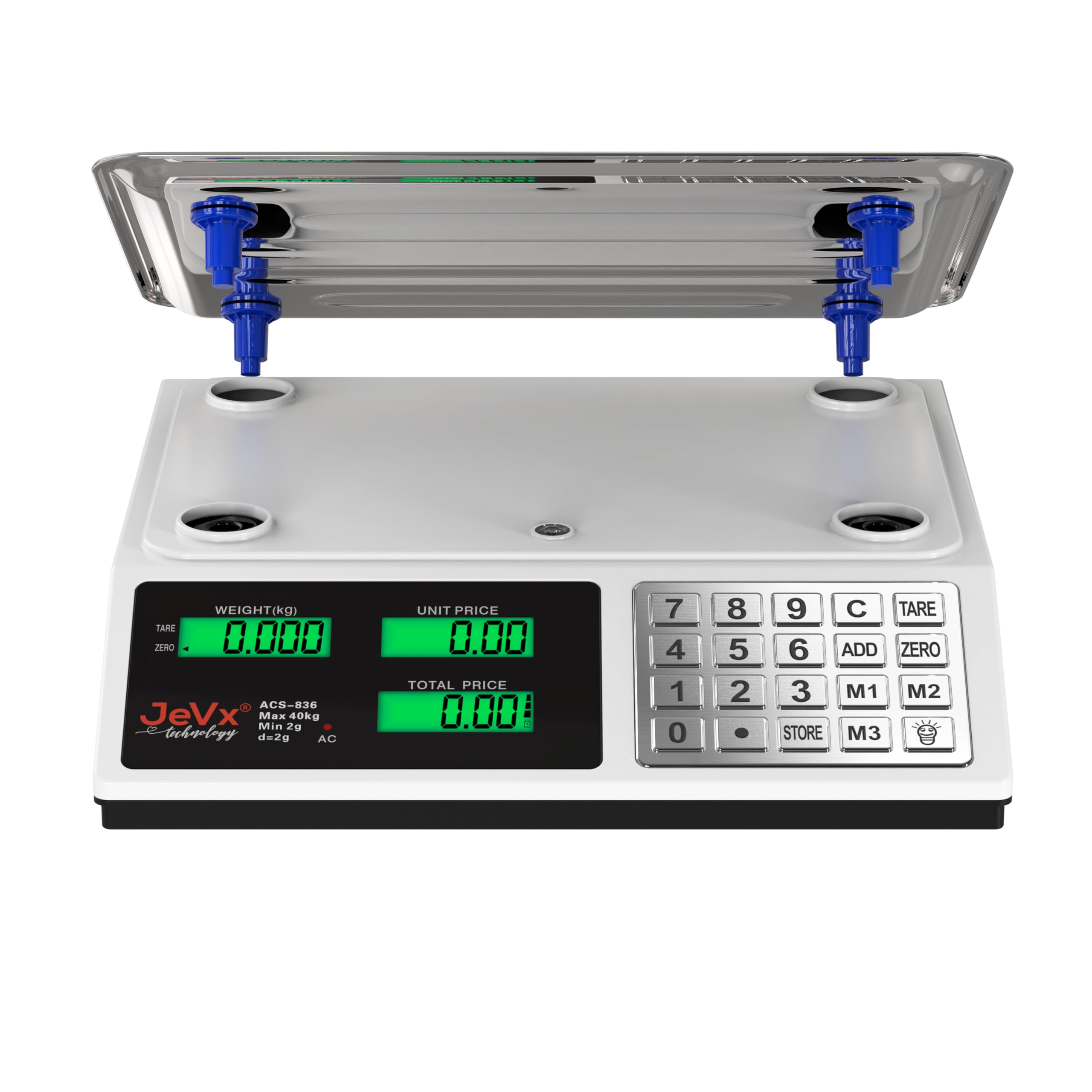 JEVX Basculas Comerciales - Balanza Digital Profesional | Bascula Digital Comercial - Bascula industrial - Balança - Balanza Comercial - ALTA PRECISION DE 2g, con Cable y Bateria