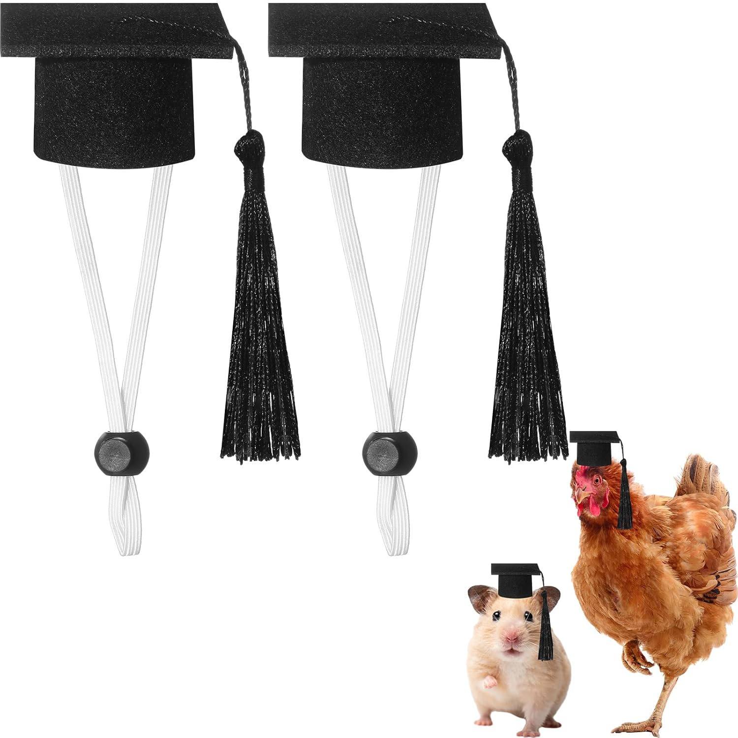 Eccliy 2 Pcs Pet Graduation Caps Mini Bachelor Hats with Tassel for Small Animal Guinea Pigs Hedgehog Bird Turtles Hamster Photo Props Graduation Festival Holiday Party...