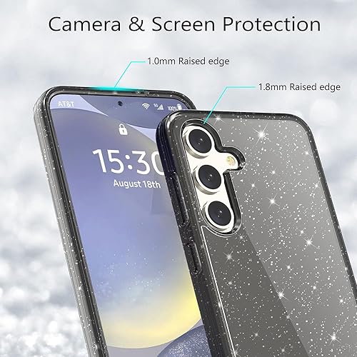 Miniatura 87 de Funda con purpurina diseñada para iPhone 15 Pro Max, con [2 unidades] protector de pantalla y [paquete de 3] protector de lente de cámara brillante