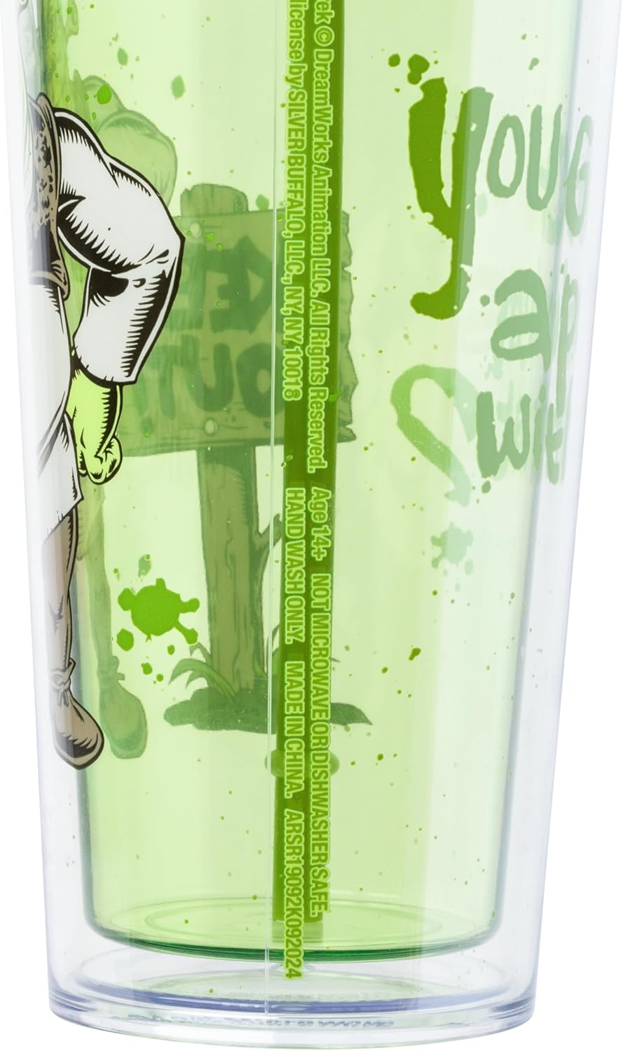 Silver Buffalo Shrek Plastic Drip Tumbler with Lid and Straw, 26 Ounces - Image 4