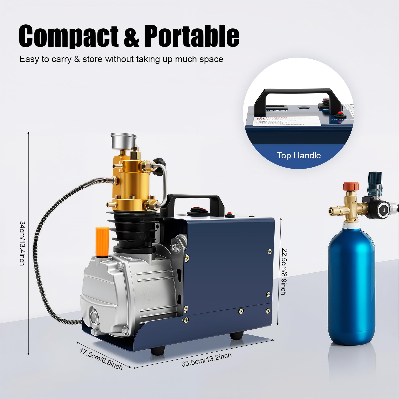 Compresor PCP 300bar compresor de aire 4500PSI - 1800 W 2800 rpm Compresor de alta presión 30Mpa Compresor de Buceo Parada Manual para Entile, Tuberías y Pequeñas Botellas de Alta Presión