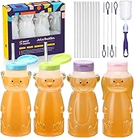 Vista 5 de Special Supplies Honey Bear Straw Cup For Babies, 4-Pack, Fun Animal-Shaped Baby Led Weaning Training Drink for Straw Training and Weaning
