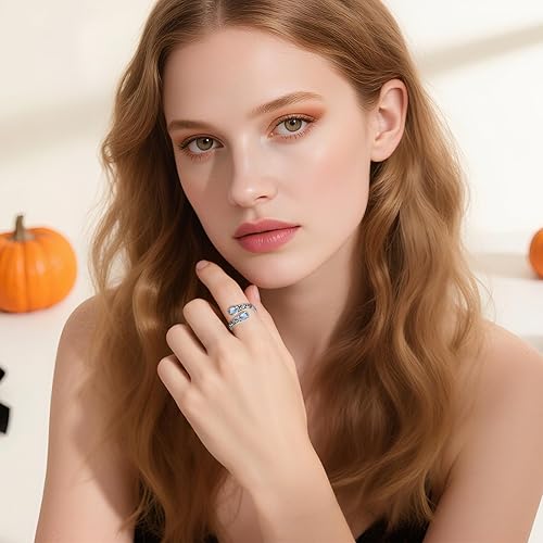 Miniatura 2 de Anillos de plata de ley 925 con piedra lunar natural para mujer, anillo ajustable de girasol para pulgar, anillos de cuchara vintage, anillos de