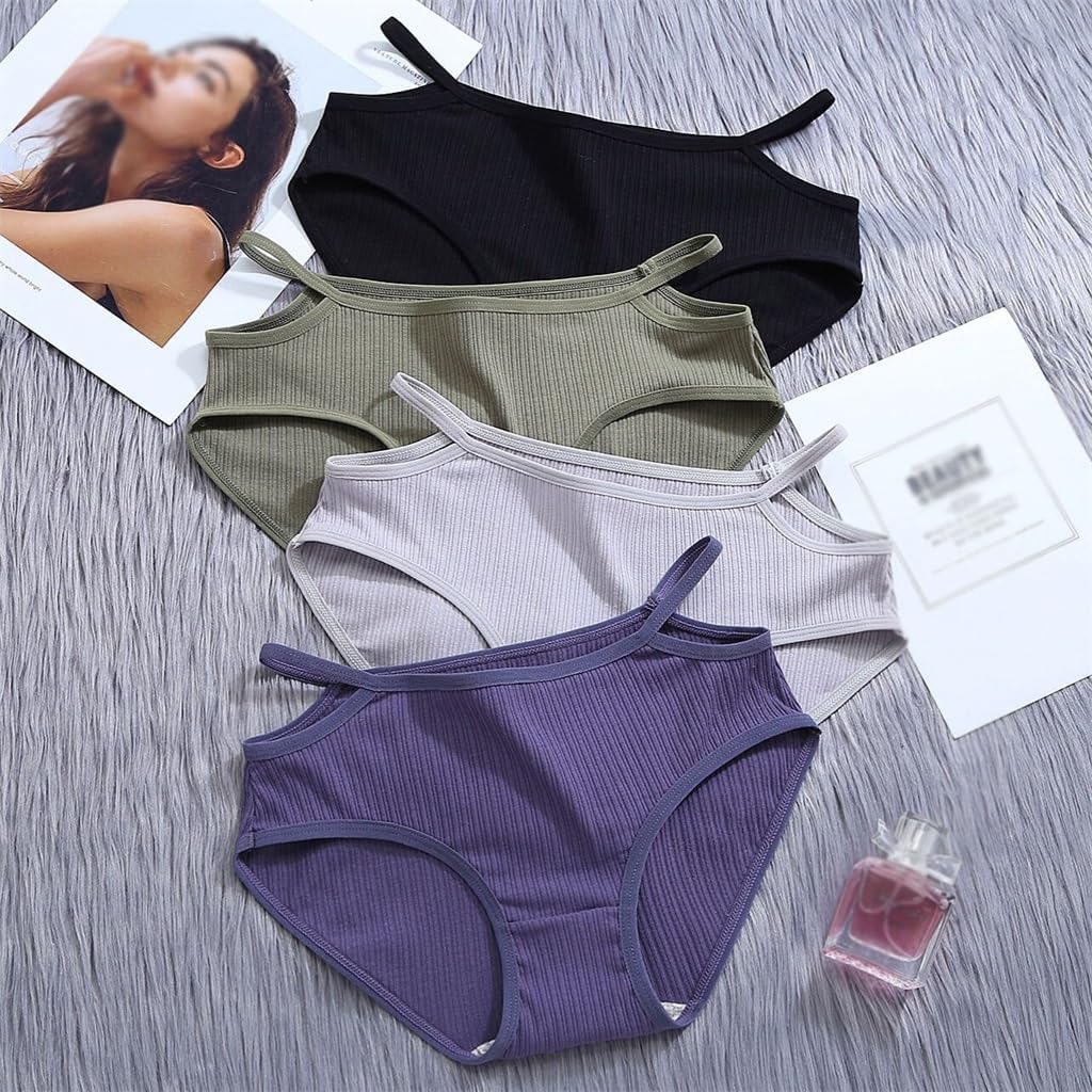 Underwear Women's Cotton Crotch Mid-waist Large Size Bag Hip Japanese Sexy Girls Seamless Thin Belt Briefs