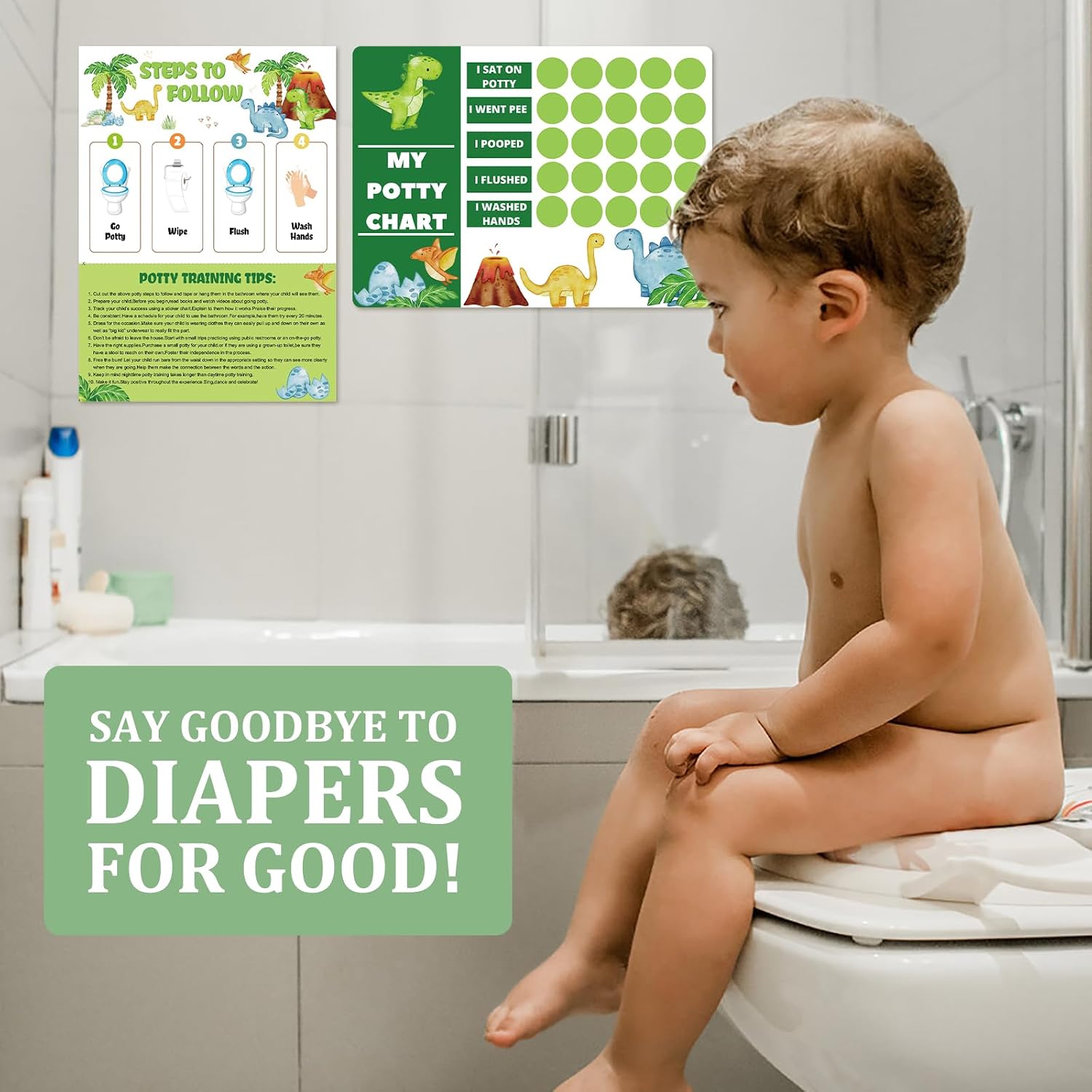 Potty Training Chart for Toddler - Dinosaur Potty Training Sticker Chart for Girls Boys Potty with Sticker, Sticker Chart for Kids Potty Training Reward Chart, Kids Reward Chart
