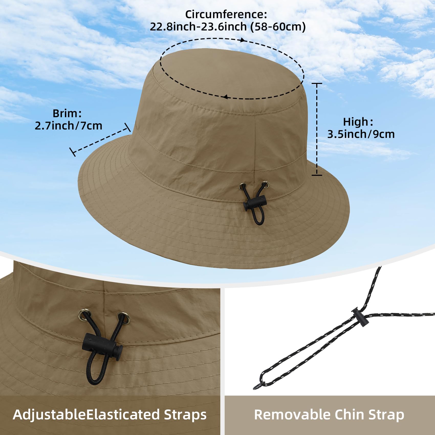 Durio Waterproof Bucket Hats for Woman UPF 50+ Sun Hat UV Protection Packable Rain Hats for Women Lightweight Hiking Hat