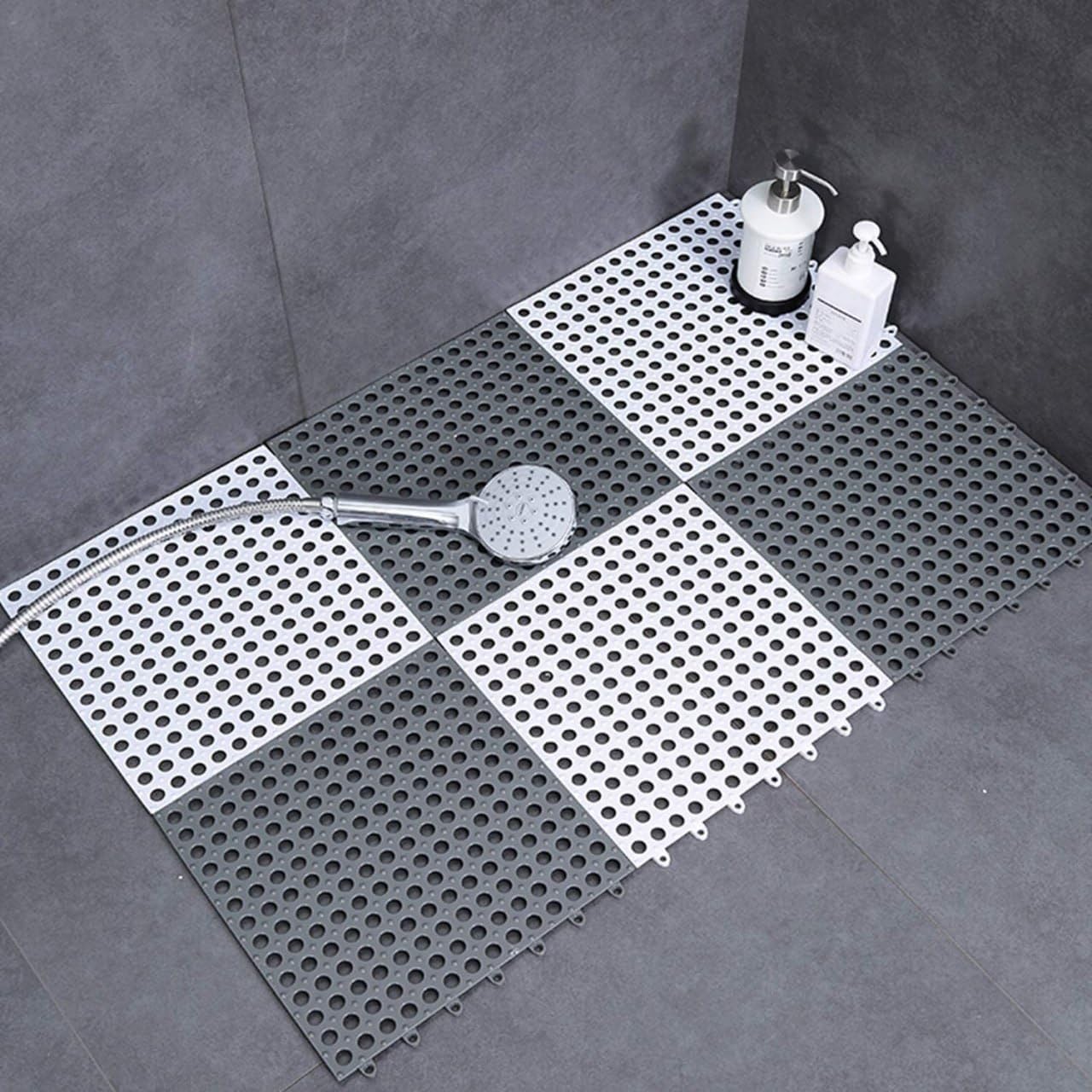 Interlocking Non-Slip Drainage Tiles, Waterproof Rubber Front View