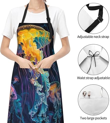 Miniatura 4 de Waterproof Apron With 2 Pockets,Kitchen Chef Aprons Bibs For Cooking Baking Painting Gardening Grooming