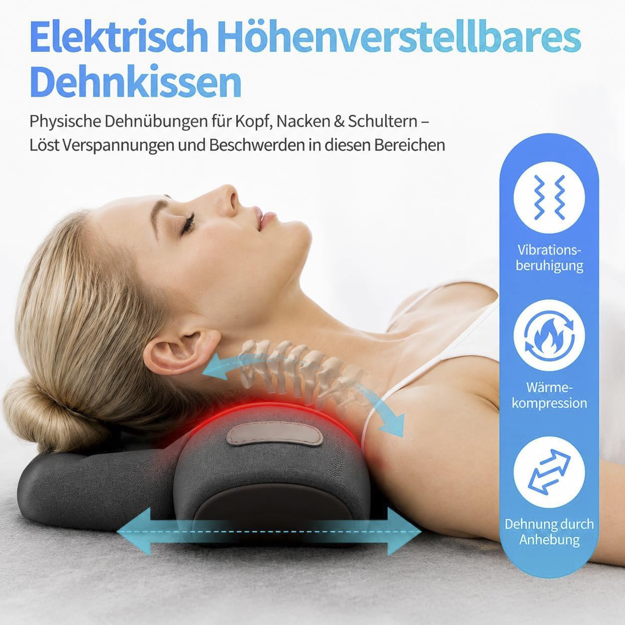 3-In-1 Massagegerät Elektrisch Nacken, Mit Heizung, Massage & Traktion, 39° Hws-Streckung, 42°C Tiefenwärme Und Gezielte Vibrationsmassage für Schmerzlinderung tiefes Gewebe
