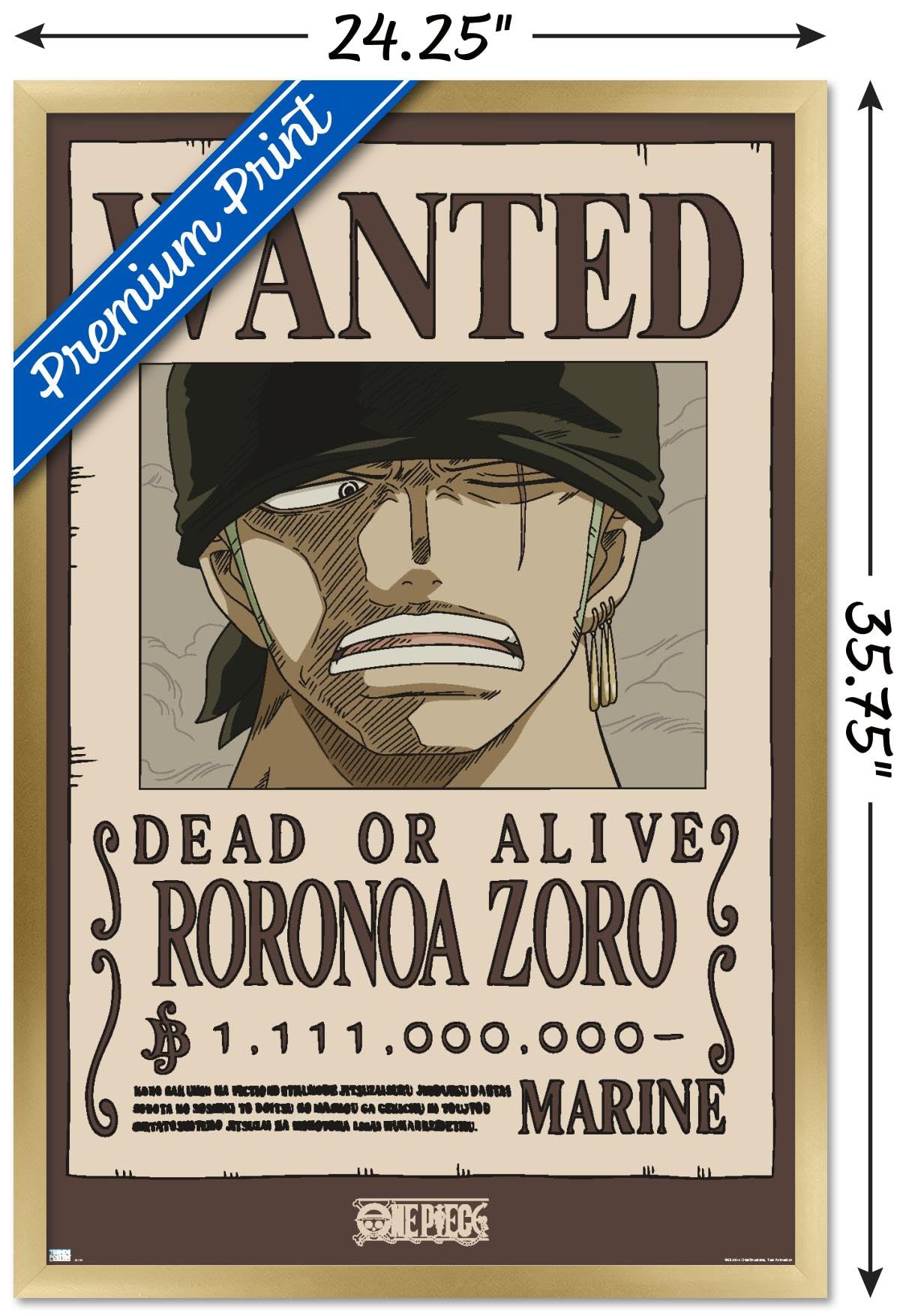 Amazon.com: One Piece - Roronoa Zoro Wanted Poster Wall Poster