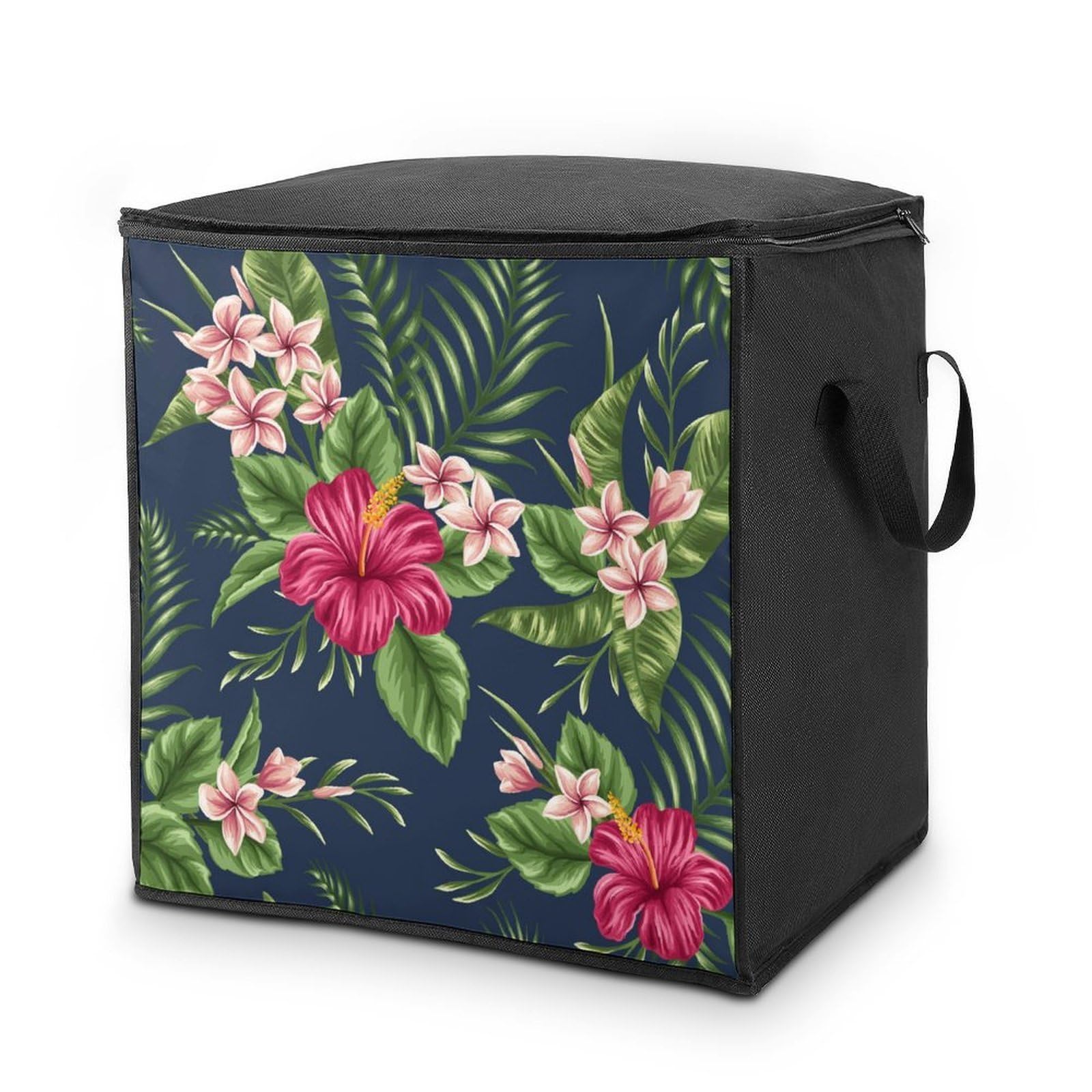 Wlntrophic 70L Storage Bags, Flower Storage Box with Lid Zipper And Handles, Clothes Bags for Quilt, Blankets, Bedding