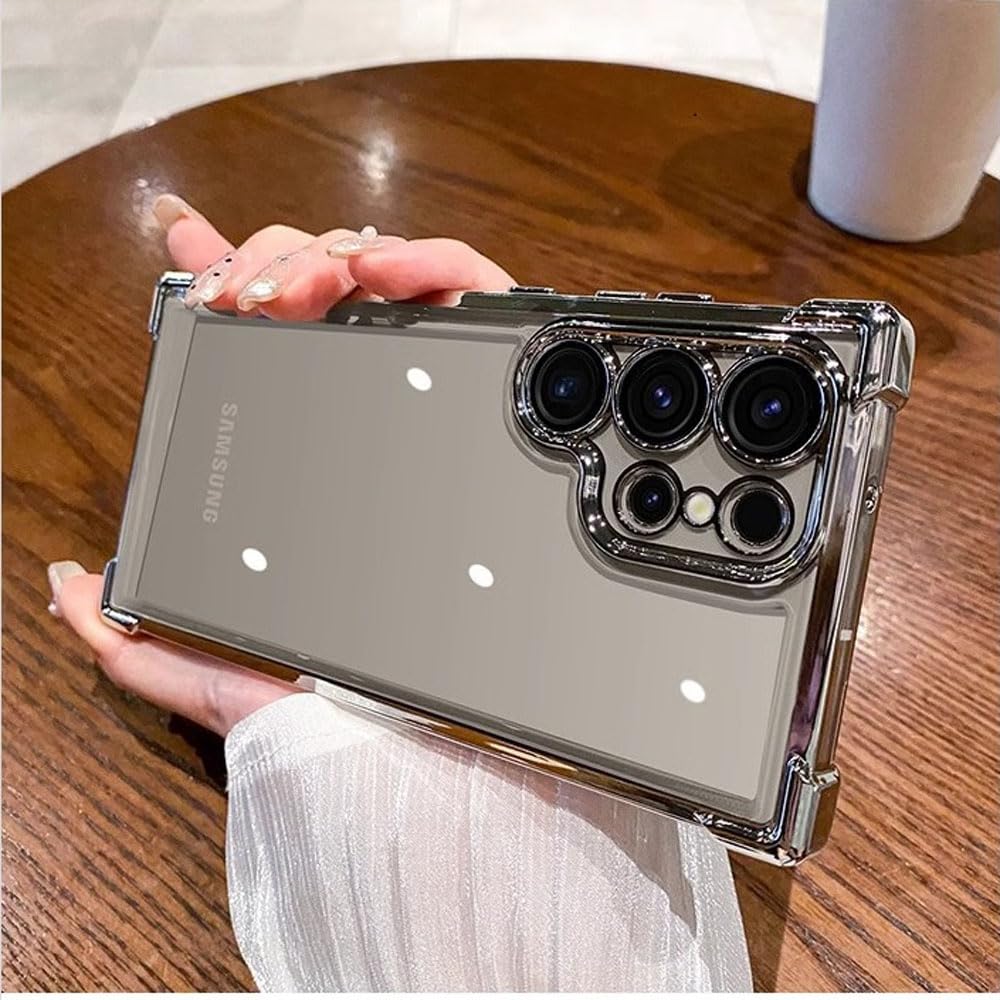 Case for Samsung S21 Ultra,with Full Camera Lens,Body Bumper Cover,Shock Protection,Dust Proof,Anti Fall Phone Covers,Crystal Silivery