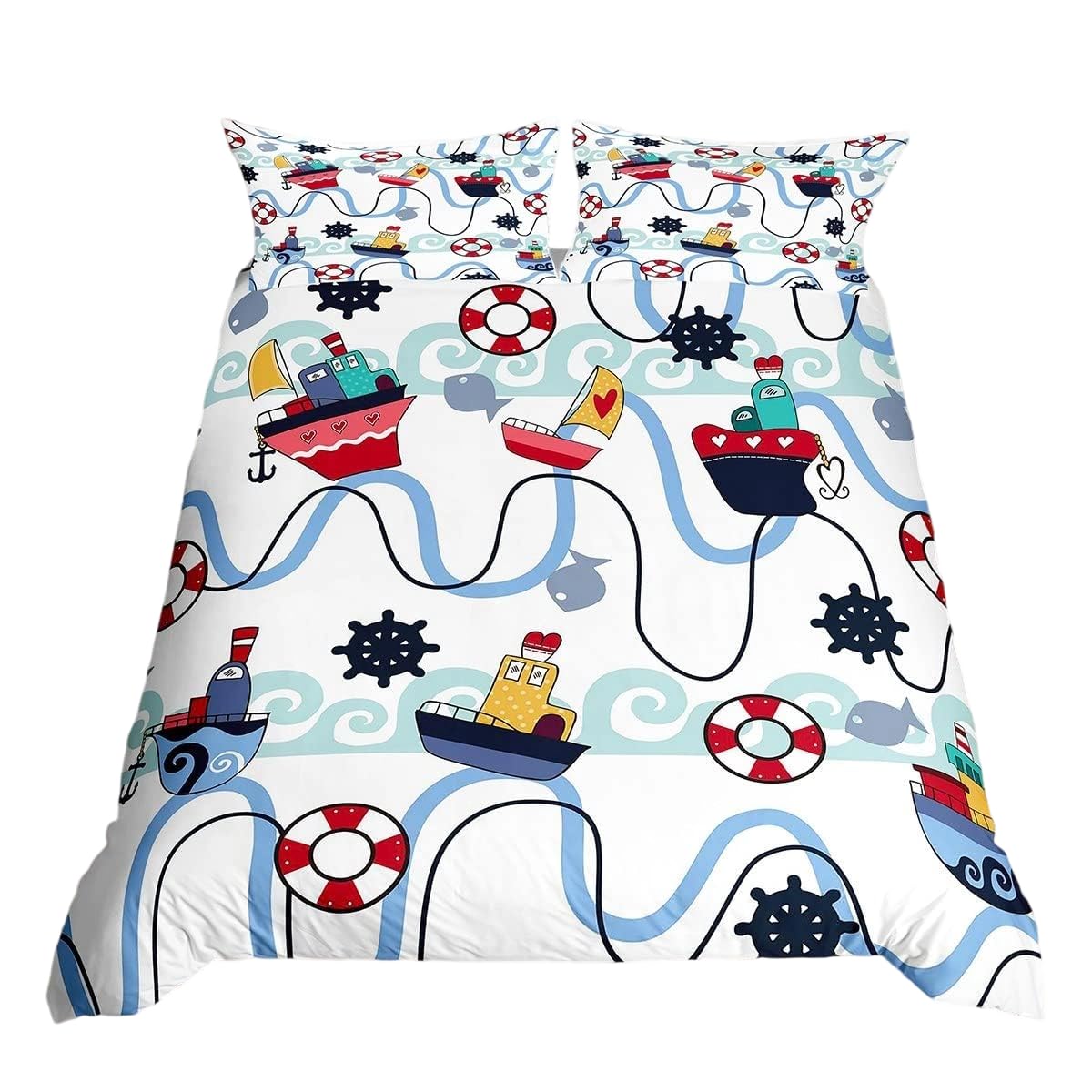 Housse de couette pirate et deco ocean retro pour grand lit enfants