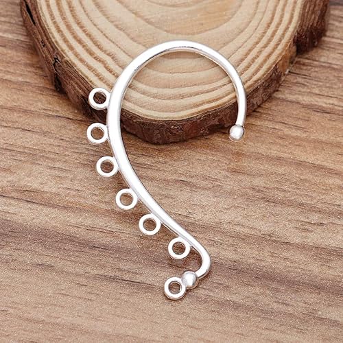 Miniatura 9 de 20 pendientes de cadena larga con borla para las orejas color plateado