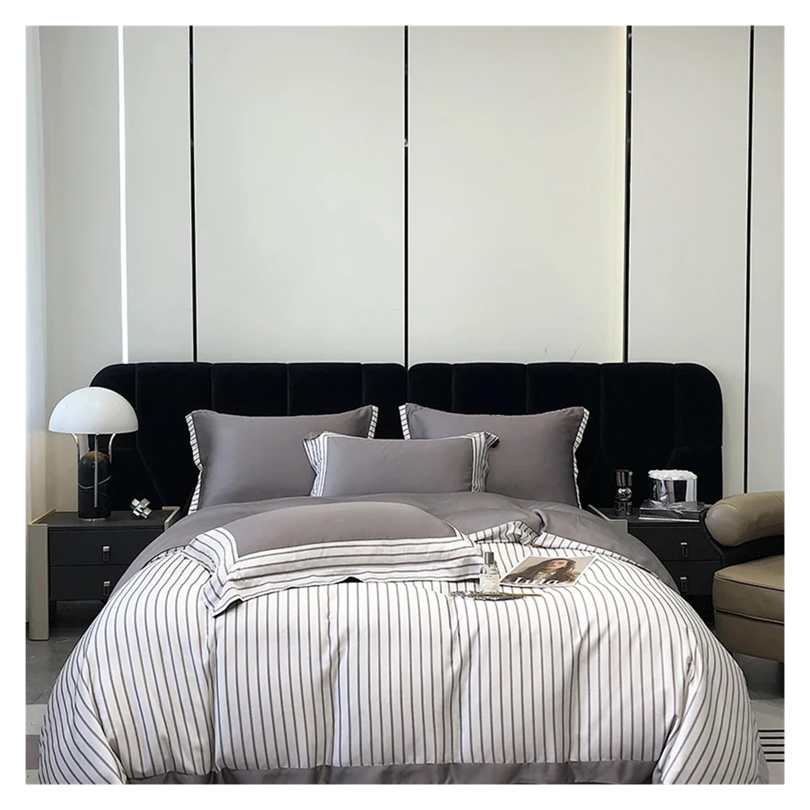 Algodón Egipcio Juego de Cama de Lujo 800TC contra el Calor: Funda Edredón Suave Queen Size C