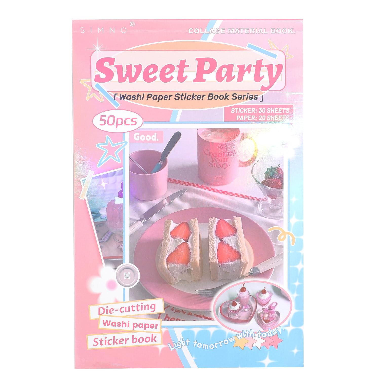 Girl's Korean Retro Sticker Book, Dessert Party Theme - 800+ Cute Fresh and Clean Style Old Items Stickers, for DIY Scrapbooking Journaling Handbook Decoration