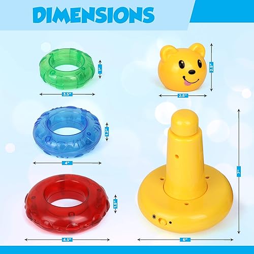 Miniatura 3 de Playkidz Apilador de anillos musicales de oso, juguetes apilables con luces y sonidos para niños pequeños, juguete sensorial y educativo para niñas