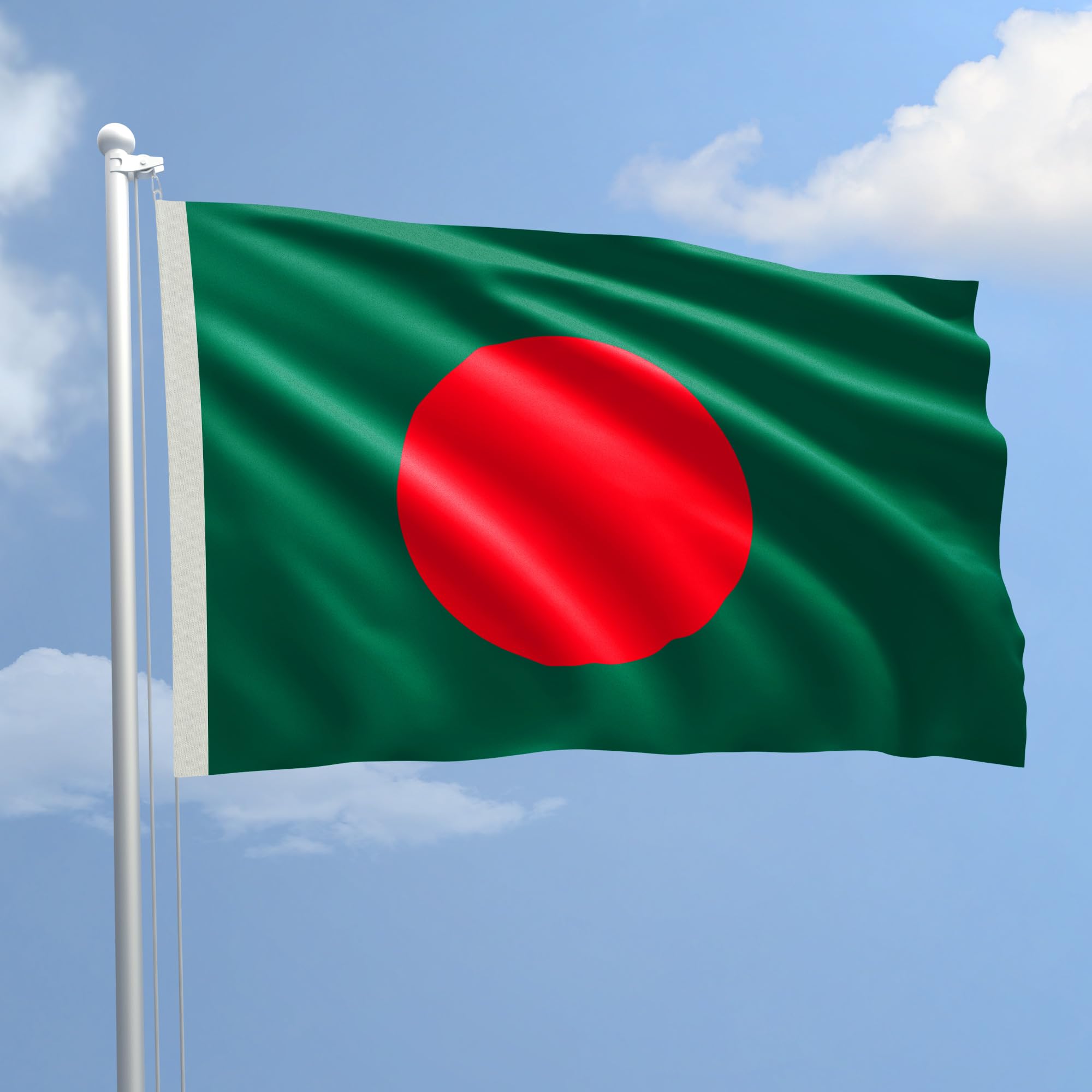 Bandiera Bangladesh 300 x 450 cm in Poliestere Nautico Ignifugo 115 g/mq per Uso Interno ed Esterno con Finiture Professionali, Doppie Cuciture, Corda e Guaina, Colori Brillanti e Duraturi