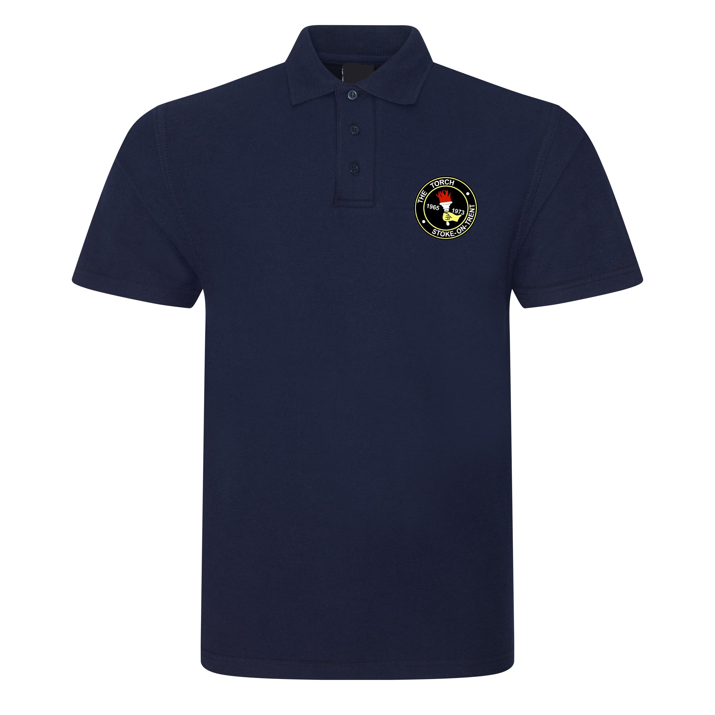 Apm Apparel The Torch Stoke on Trent Dance Music Northern Soul Keep The Faith Men's Polo Shirt Ska Mod Casual (UK, Alpha, M, Regular, Regular, Navy)