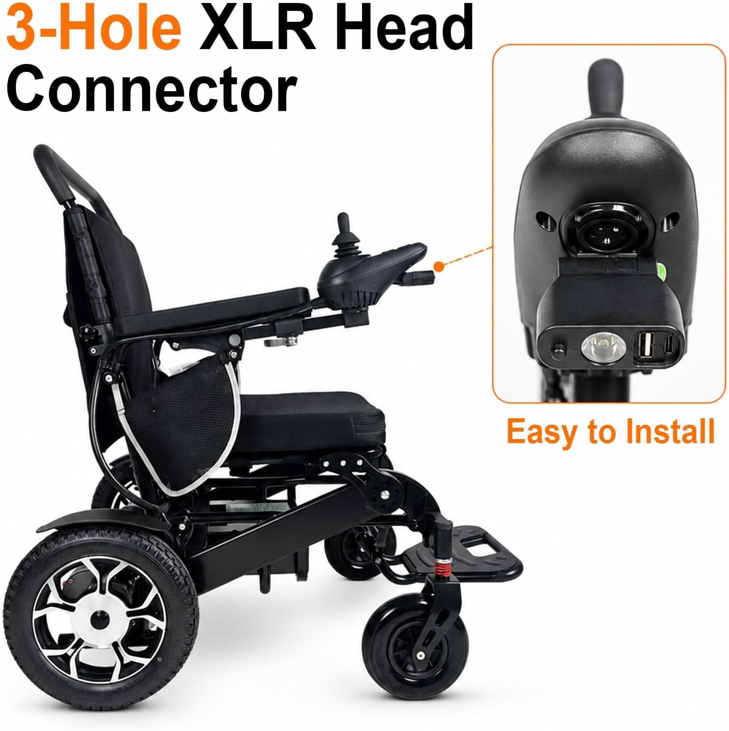 Electric Wheelchair LED Light, Power Wheelchair Accessories, 3-Pin XLR