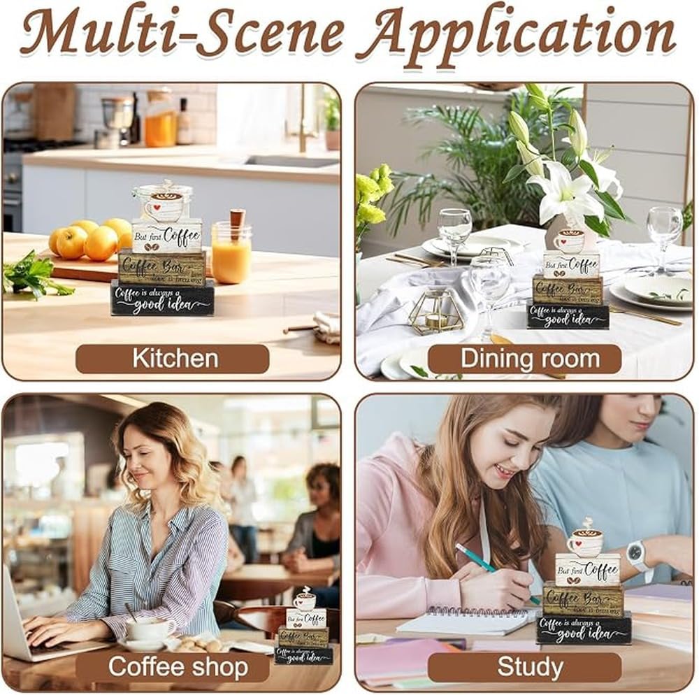 LIXSAZSE Set Of 4 Premium Coffee Bar Decorations Featuring But First Coffee Sign Captivating Farmhouse Decor Gatherings
