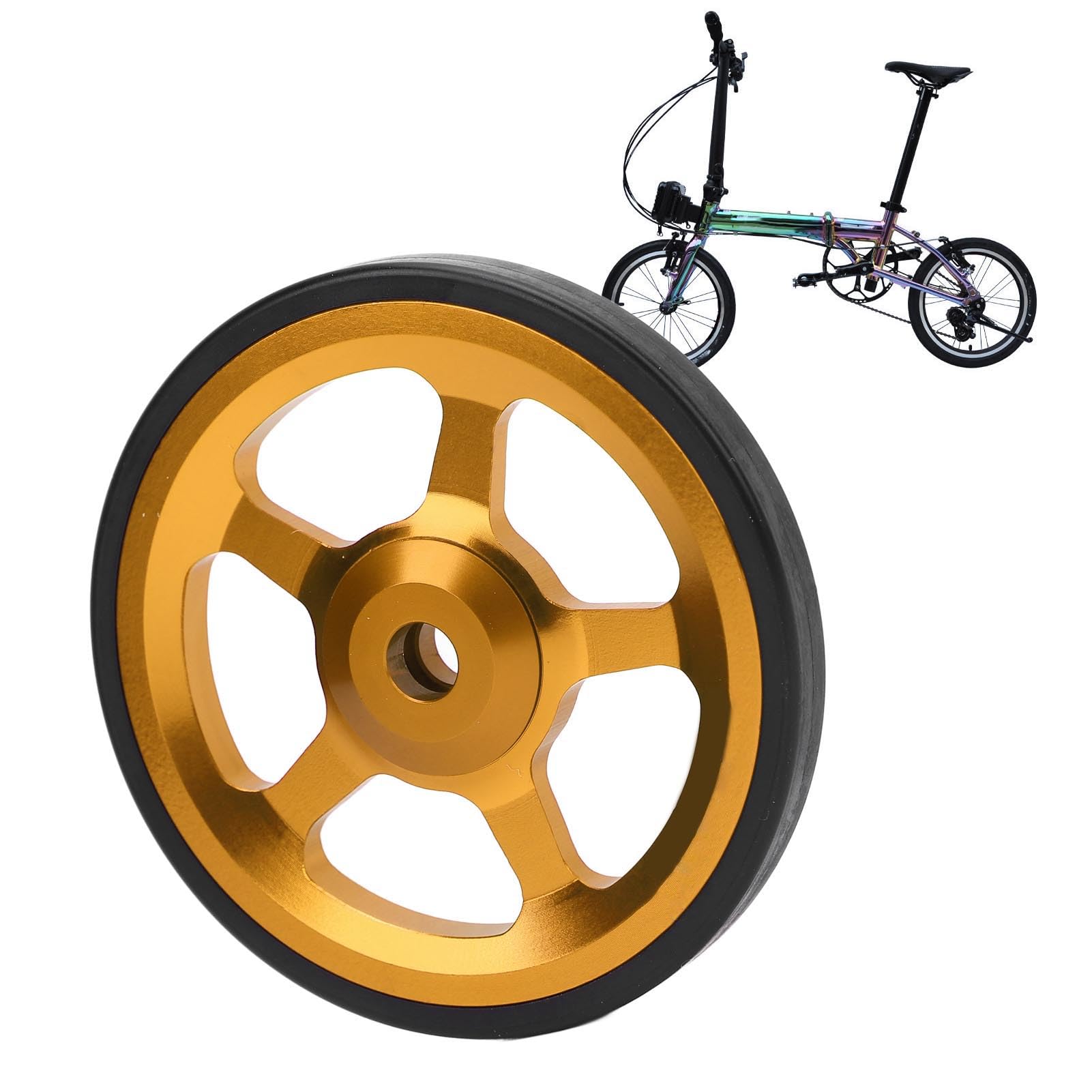 klapprad gold Dilwe Fahrrad Easy Wheel, Aluminiumlegierung Fahrrad Easy Lades Wheel Moving Faltradrad mit Lagern für Verschiedene Faltradfahrrad (Gold : Color:WHITE Gears of War Ultimate Category:Kinder Jugend_1