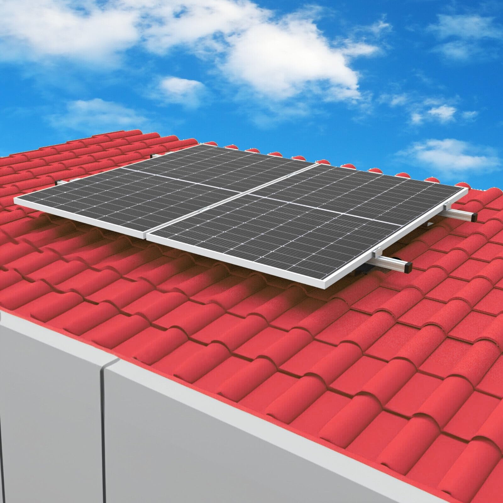 PV Photovoltaik Solarpaneel Halterung 2x Montage Set BLECHDACH - Stockschraube // Solar Panel Roof Mounting Kit, 2-Set Complete Installation Hardware with Rails and Brackets 25-40mm