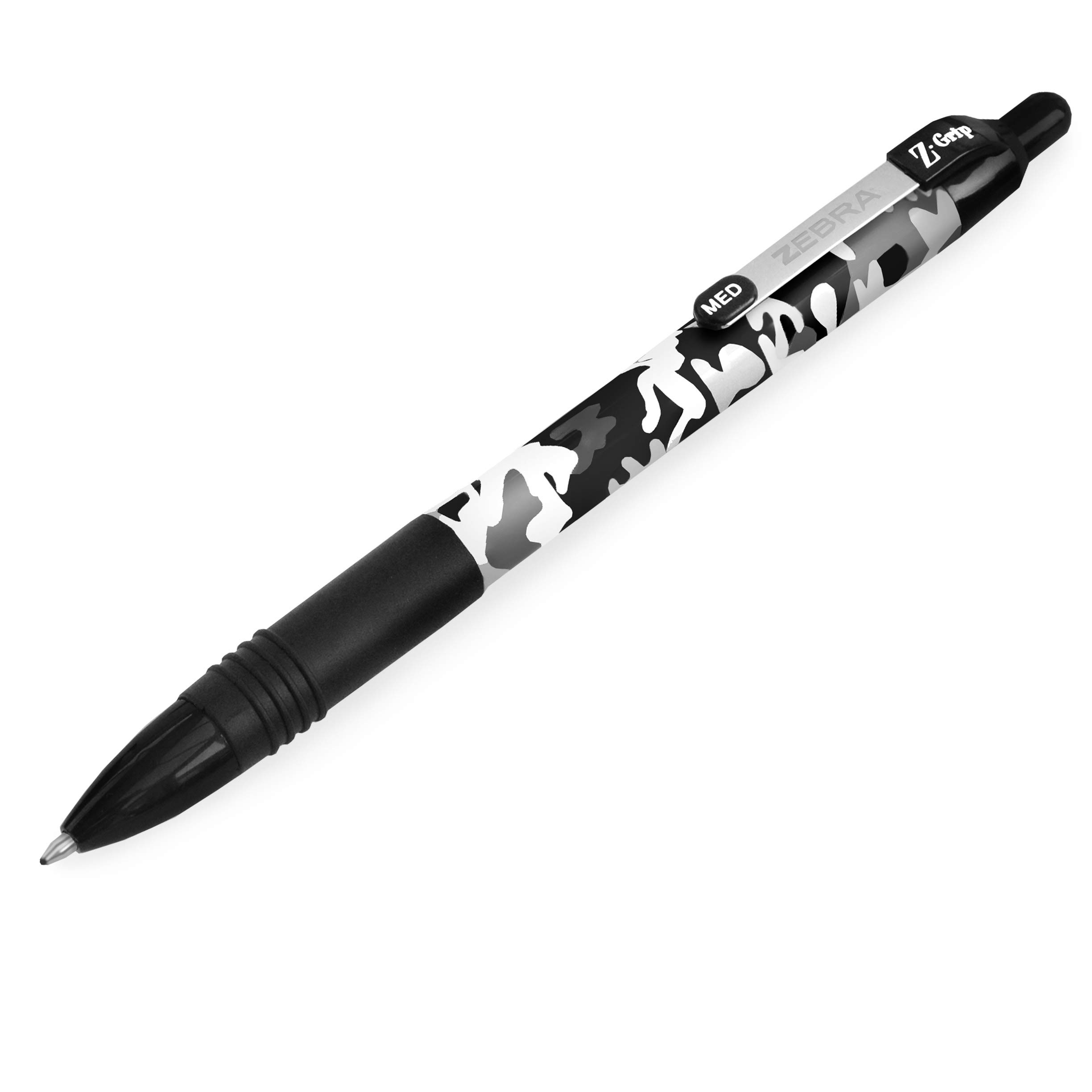 Zebra Z-Grip Smooth Retractable Ballpoint Pen - 1.0mm - Black Ink - Camo Barrel - Pack of 12