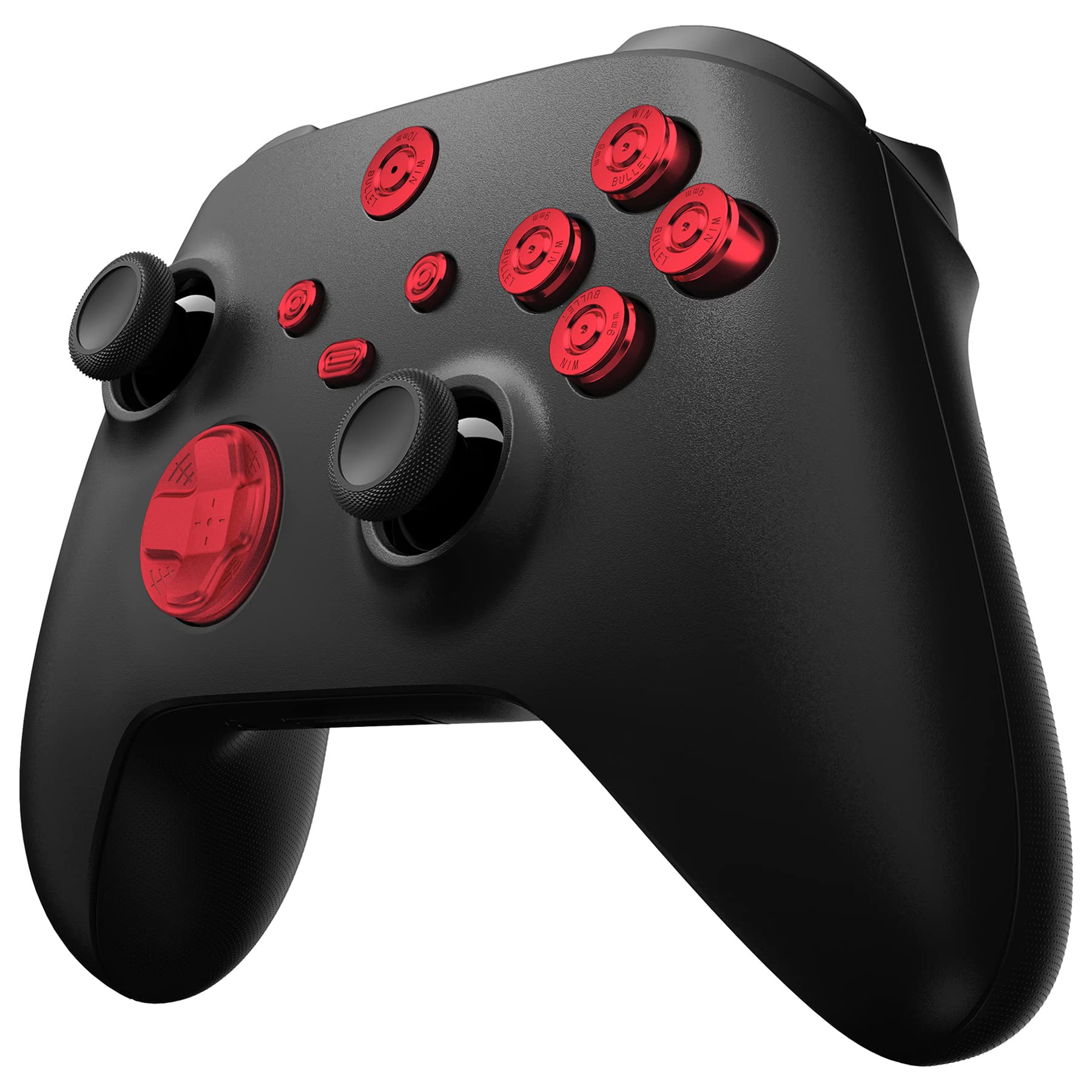 eXtremeRate 9 in 1 Custom Rot Metall Tasten für Xbox Series X/S Controller, Ersatz Knöpfe Set aus Aluminum D-Pad ABXY Ansicht Menü Taste Buttons Steuerkreuz Zubehör für Xbox Series X S Controller