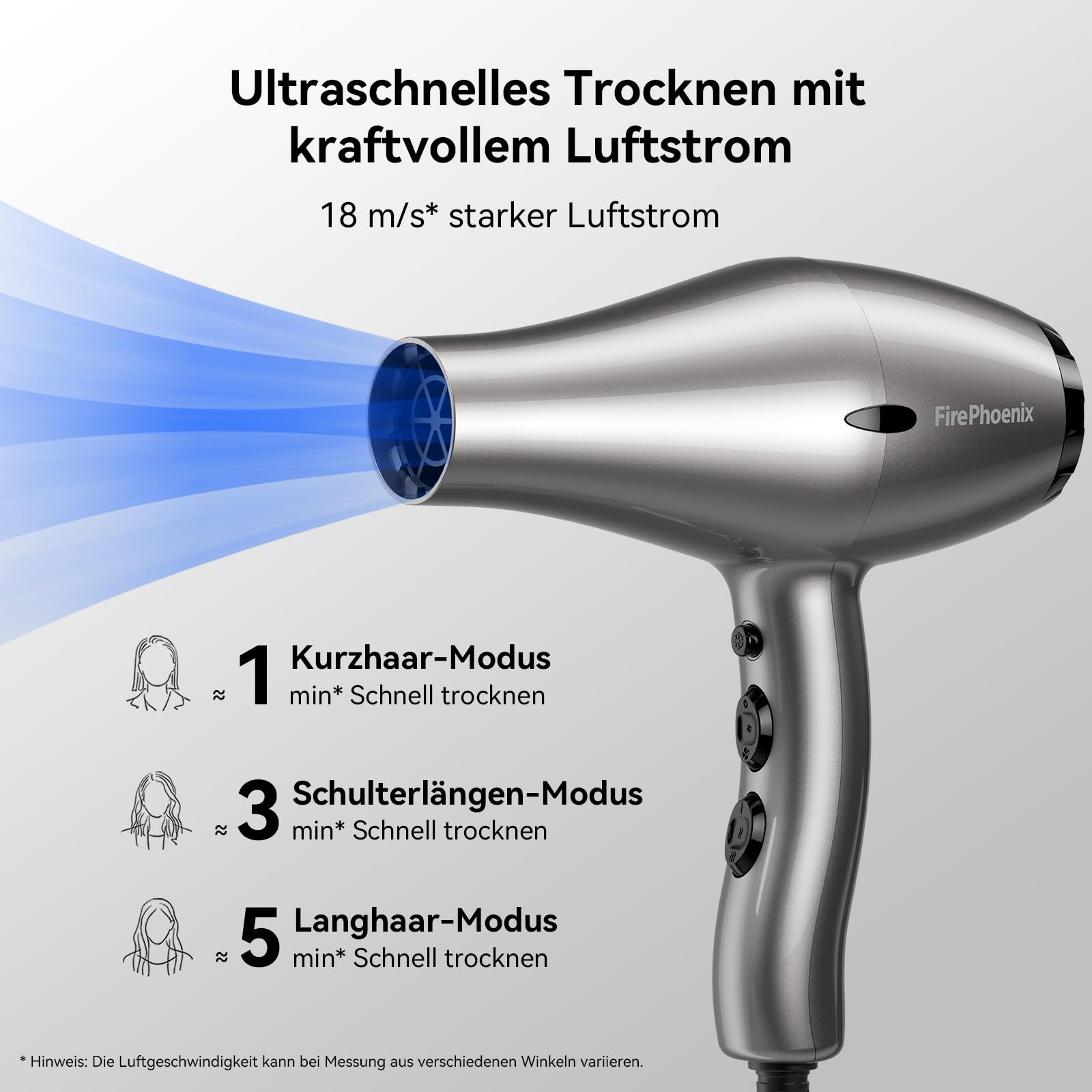 FirePhoenix 6600X Profi-Haartrockner, 2400W, Turbo Boost, BLDC Motor