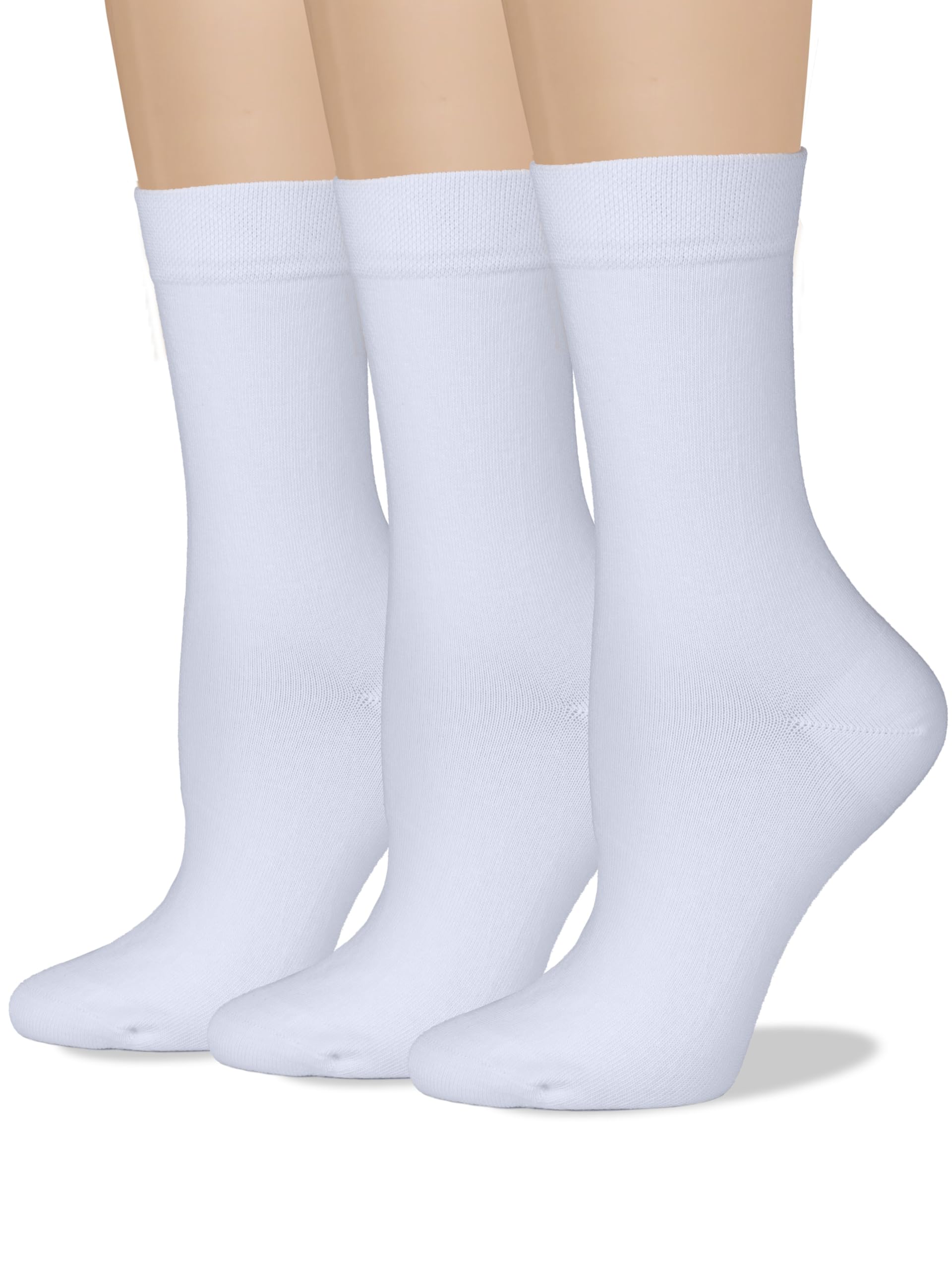 COTTON DAY Women's Soft Combed Cotton Socks Seamless Toe Black White Navy