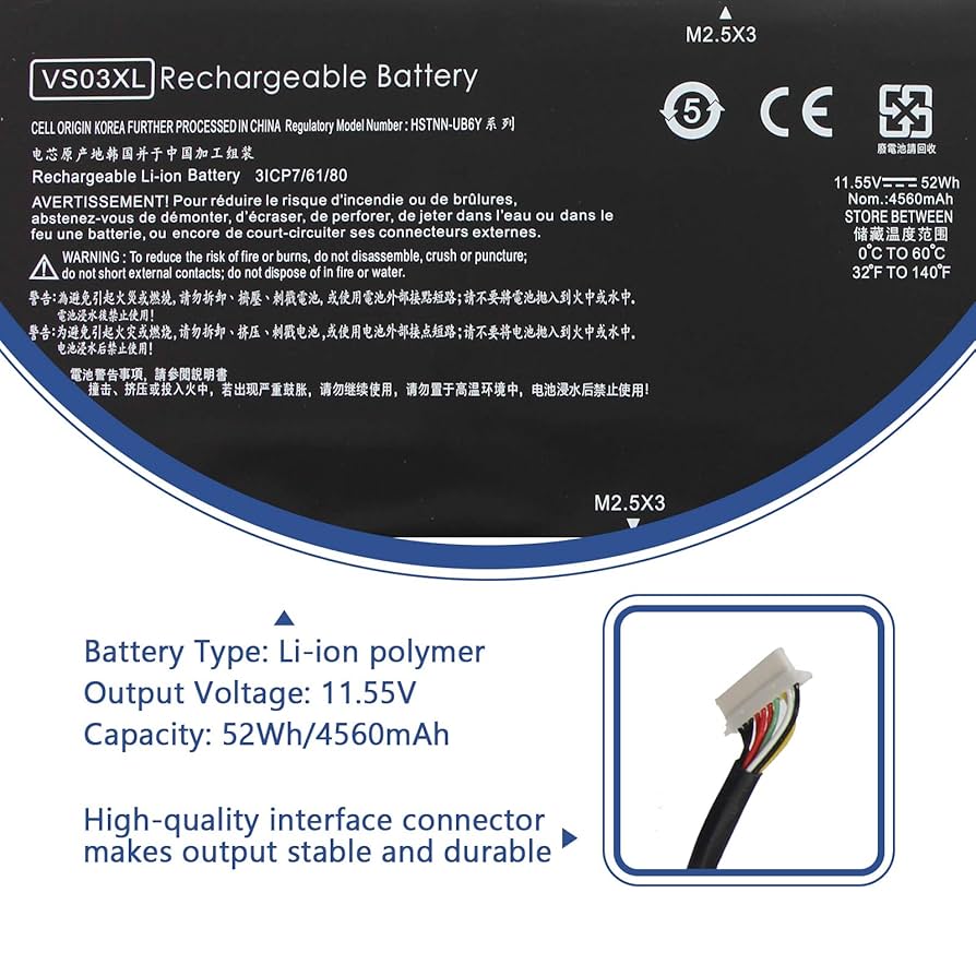 HP ENVY 15-as メーカー純正オプションバッテリーVS03XL New Original VS03XL Battery for HP Envy 15-AS 15-AS001NG