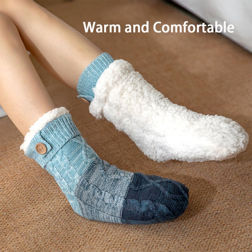 Knitted Ultra-Thick Cashmere Slipper Home Socks,Non-Slip Fluffy Soft Warm Slipper Socks for Indoor Home Women Men