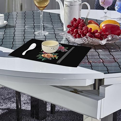 Miniatura 4 de Crosss Rose Placemats Set of 6 Resistant Table Mats Washable Place Mats for Dinner Party Table Decoration